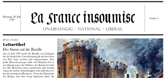 Geschichtsprojekt „Wir schreiben eine Revolutionszeitung“